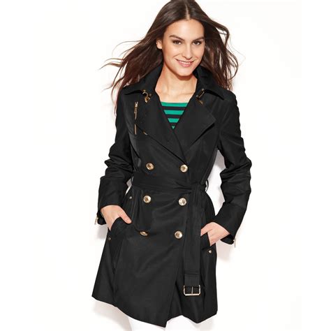 michael kors double breasted trench coat|michael kors ladies padded coats.